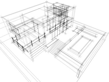 Mimari sanat konseptinde soyut çizgiler, minimum geometrik şekiller. 