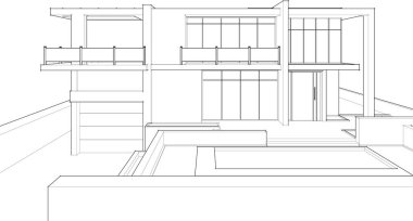 Mimari sanat konseptinde soyut çizgiler, minimum geometrik şekiller. 