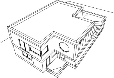 Mimari sanat konseptinde soyut çizgiler, minimum geometrik şekiller. 