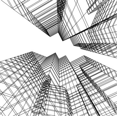 Mimari sanat konseptinde soyut çizgiler, minimum geometrik şekiller. 