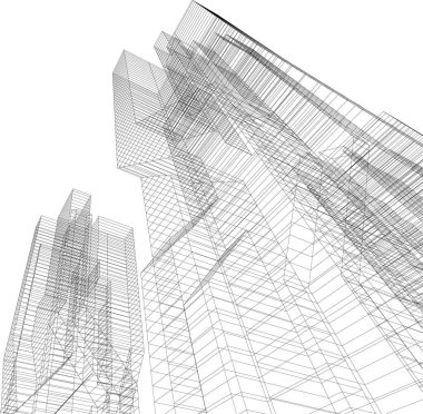 Mimari sanat konseptinde soyut çizgiler, minimum geometrik şekiller. 