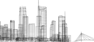 Mimari sanat konseptinde soyut çizgiler, minimum geometrik şekiller.