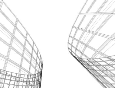 Arkaplanda mimari bina 3d illüstrasyon