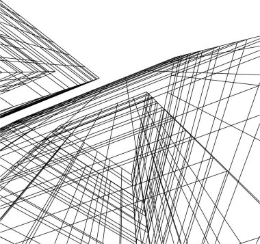 Mimari sanat konseptinde soyut çizgiler, minimum geometrik şekiller. 