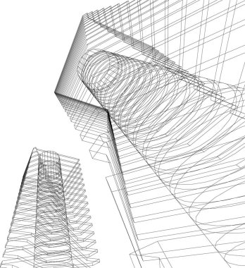 Mimari sanat konseptinde soyut çizgiler, minimum geometrik şekiller. 
