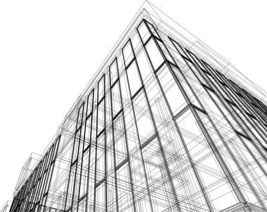 Mimari sanat konseptinde soyut çizgiler, minimum geometrik şekiller.