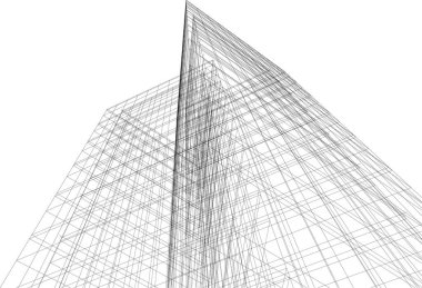 Arkaplanda mimari bina 3d illüstrasyon