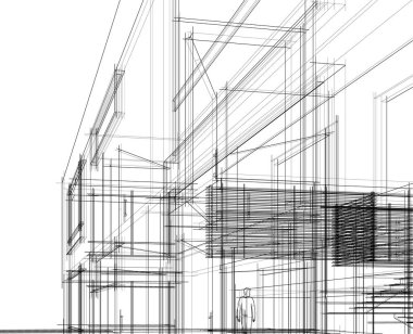 Mimari sanat konseptinde soyut çizgiler, minimum geometrik şekiller. 