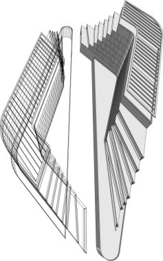 Mimari sanat konseptinde soyut çizgiler, minimum geometrik şekiller.