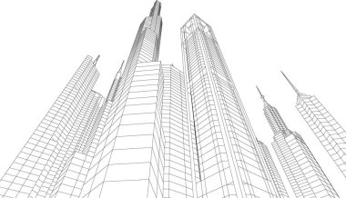 Mimari sanat konseptinde soyut çizgiler, minimum geometrik şekiller. 