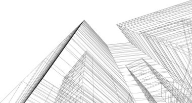 Mimari sanat konseptinde soyut çizgiler, minimum geometrik şekiller. 