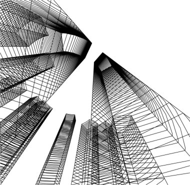 Mimari sanat konseptinde soyut çizgiler, minimum geometrik şekiller. 