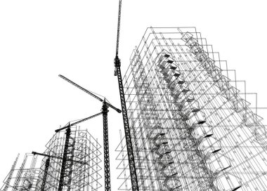 Mimari sanat konseptinde soyut çizgiler, minimum geometrik şekiller.