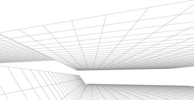 Mimari sanat konseptinde soyut çizgiler, minimum geometrik şekiller.