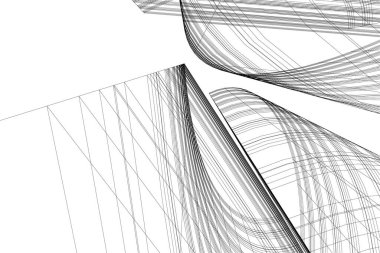 Mimari sanat konseptinde soyut çizgiler, minimum geometrik şekiller. 