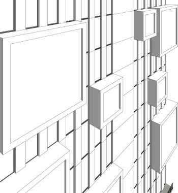 Mimari sanat konseptinde soyut çizgiler, minimum geometrik şekiller.