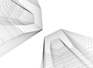 Mimari sanat konseptinde soyut çizgiler, minimum geometrik şekiller. 