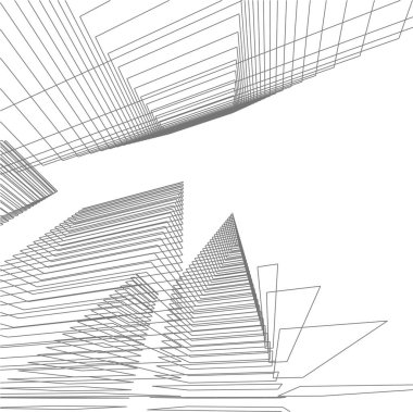 Mimari sanat konseptinde soyut çizgiler, minimum geometrik şekiller. 