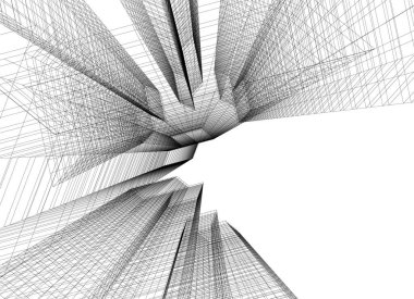 Mimari sanat konseptinde soyut çizgiler, minimum geometrik şekiller. 