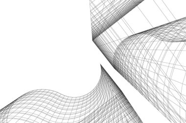 Arkaplanda mimari bina 3d illüstrasyon