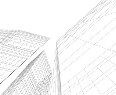 Mimari sanat konseptinde soyut çizgiler, minimum geometrik şekiller.