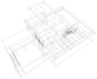 Mimari sanat konseptinde soyut çizgiler, minimum geometrik şekiller. 