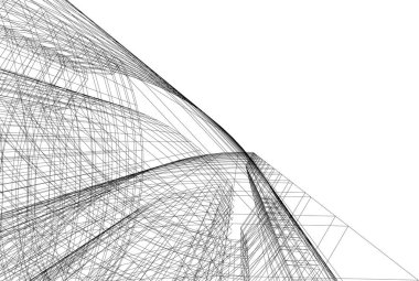 Arkaplanda mimari bina 3d illüstrasyon