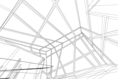 Mimari sanat konseptinde soyut çizgiler, minimum geometrik şekiller. 