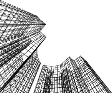 Mimari sanat konseptinde soyut çizgiler, minimum geometrik şekiller.