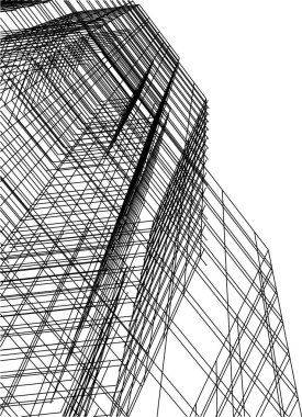 Mimari sanat konseptinde soyut çizgiler, minimum geometrik şekiller. 