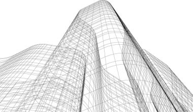 Mimari sanat konseptinde soyut çizgiler, minimum geometrik şekiller.