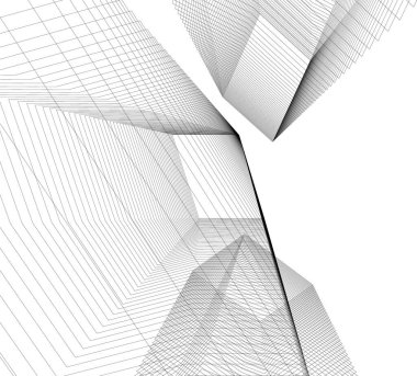 Mimari sanat konseptinde soyut çizgiler, minimum geometrik şekiller. 