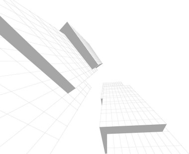 Mimari sanat konseptinde soyut çizgiler, minimum geometrik şekiller.