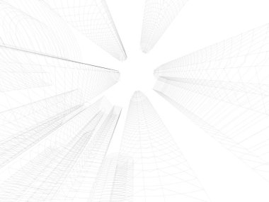 Mimari sanat konseptinde soyut çizgiler, minimum geometrik şekiller.