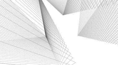 Mimari sanat konseptinde soyut çizgiler, minimum geometrik şekiller.