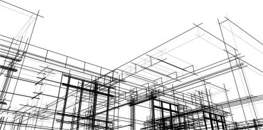Mimari sanat konseptinde soyut çizgiler, minimum geometrik şekiller. 