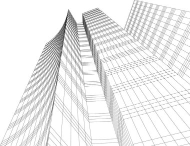 Arkaplanda mimari bina 3d illüstrasyon