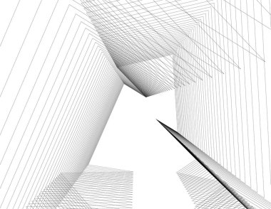 Mimari sanat konseptinde soyut çizgiler, minimum geometrik şekiller. 