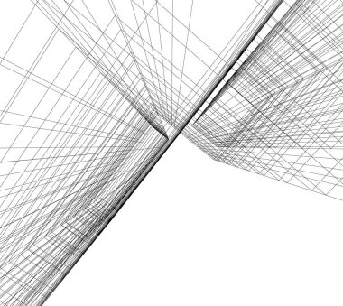 Mimari sanat konseptinde soyut çizgiler, minimum geometrik şekiller. 