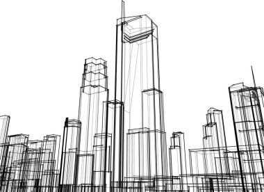 Mimari sanat konseptinde soyut çizgiler, minimum geometrik şekiller. 