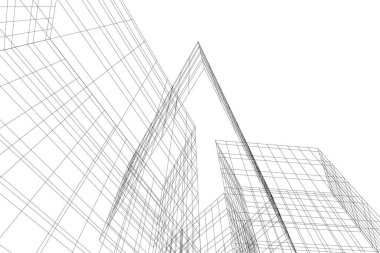 Mimari sanat konseptinde soyut çizgiler, minimum geometrik şekiller. 