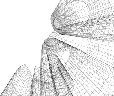 Arkaplanda mimari bina 3d illüstrasyon