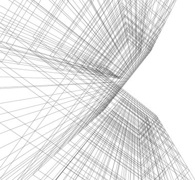 Arkaplanda mimari bina 3d illüstrasyon