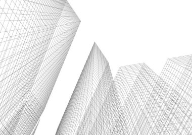 Arkaplanda mimari bina 3d illüstrasyon