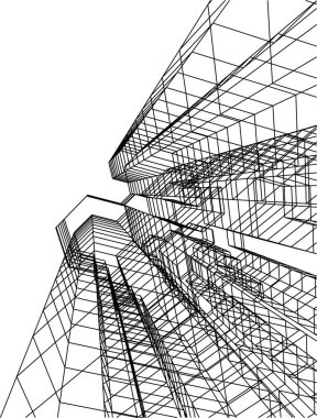 Mimari sanat konseptinde soyut çizgiler, minimum geometrik şekiller. 