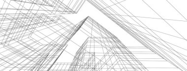 Mimari sanat konseptinde soyut çizgiler, minimum geometrik şekiller.