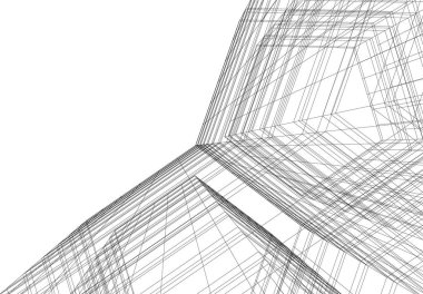 Mimari sanat konseptinde soyut çizgiler, minimum geometrik şekiller. 