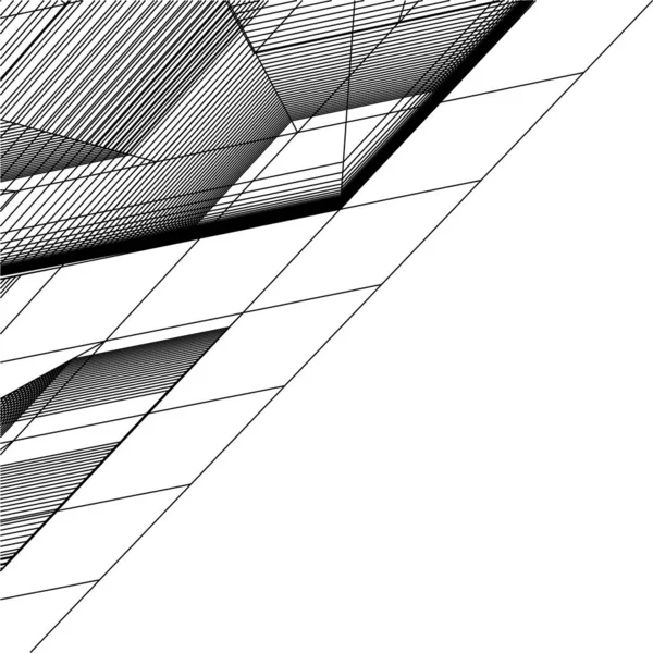 Linhas Abstratas Desenho Conceito Arte Arquitetônica Formas Geométricas Mínimas — Vetor de Stock