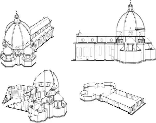 Lignes Dessin Abstraites Dans Concept Art Architectural Formes Géométriques Minimales — Image vectorielle