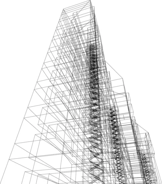 Elvont Rajzvonalak Építészeti Képzőművészetben Minimális Geometriai Formák — Stock Vector